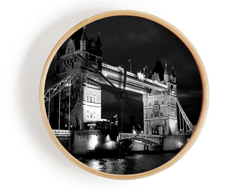 London Tower Bridge B n W Clock - Wallart-Direct UK