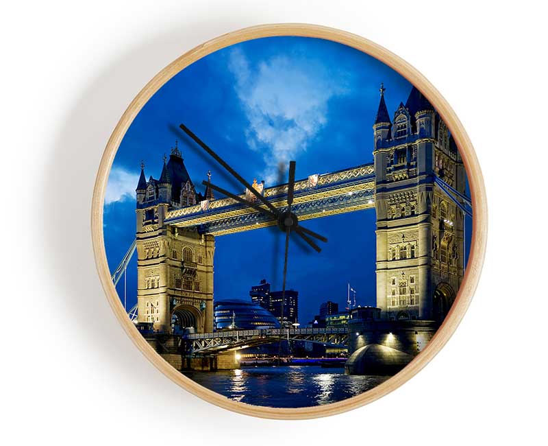 London Tower Bridge Blue Night Skys Clock - Wallart-Direct UK