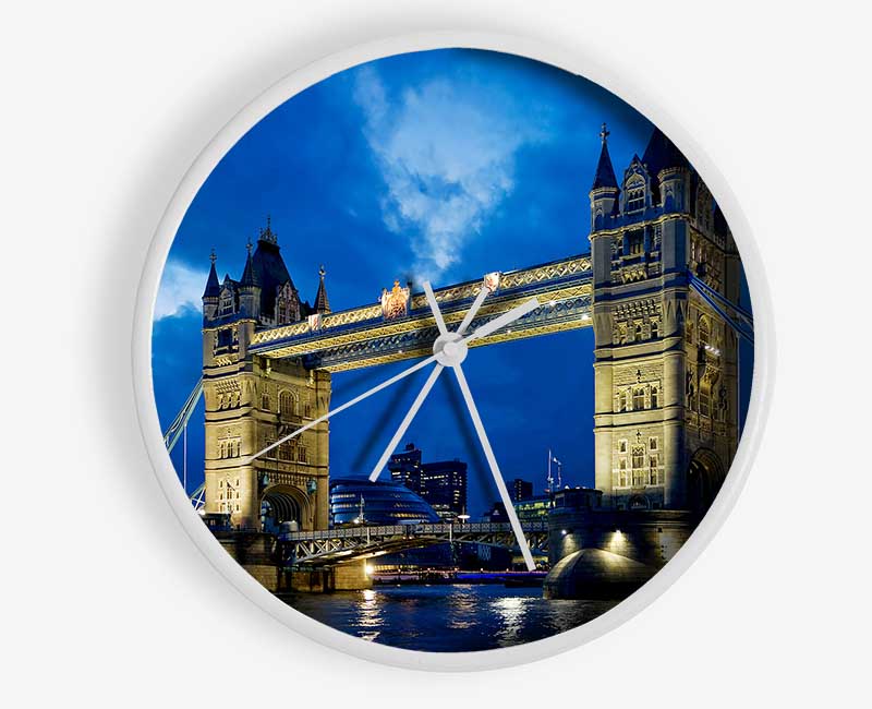 London Tower Bridge Blue Night Skys Clock - Wallart-Direct UK