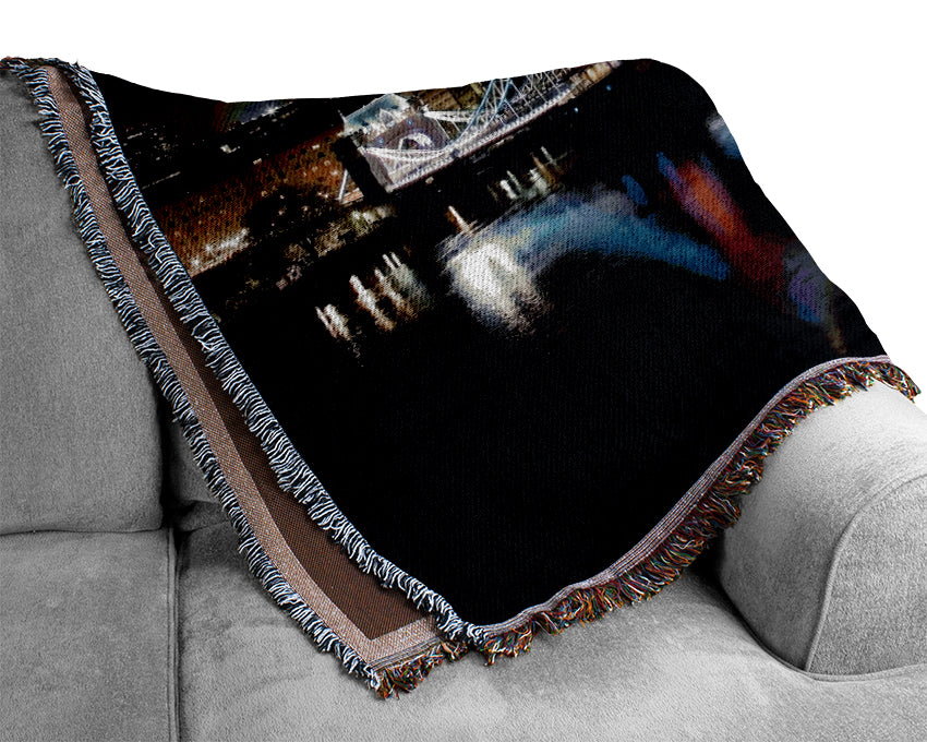 London Tower Bridge Lights Woven Blanket