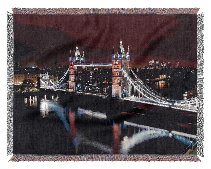 London Tower Bridge Lights Woven Blanket