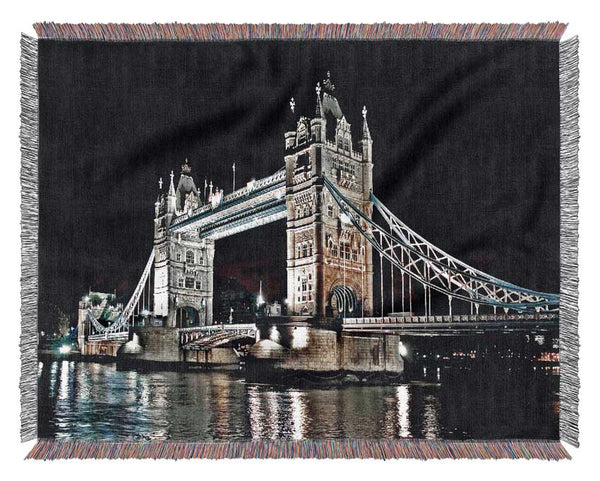 London Tower Bridge Night Lights Woven Blanket