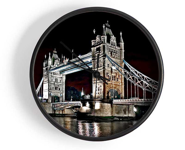 London Tower Bridge Night Lights Clock - Wallart-Direct UK