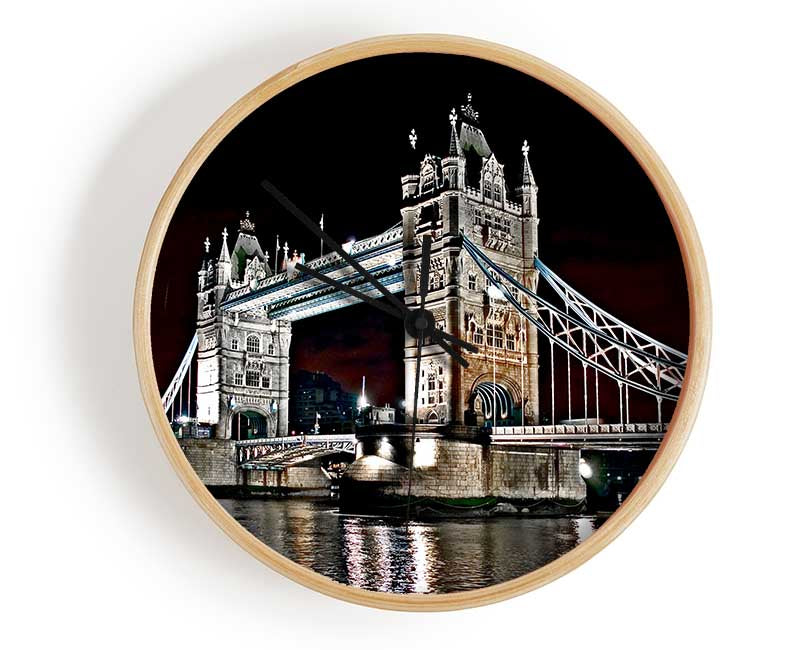 London Tower Bridge Night Lights Clock - Wallart-Direct UK