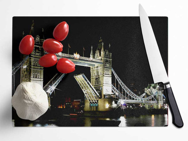 London Tower Bridge Night Opening Glass Chopping Board