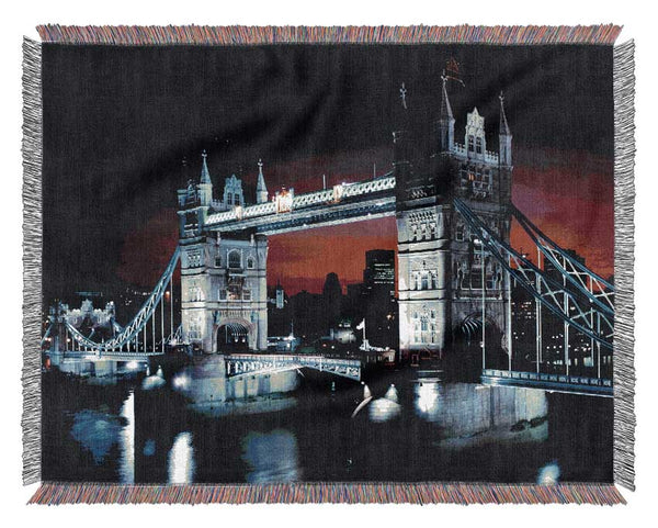 London Tower Bridge Night Vision Woven Blanket