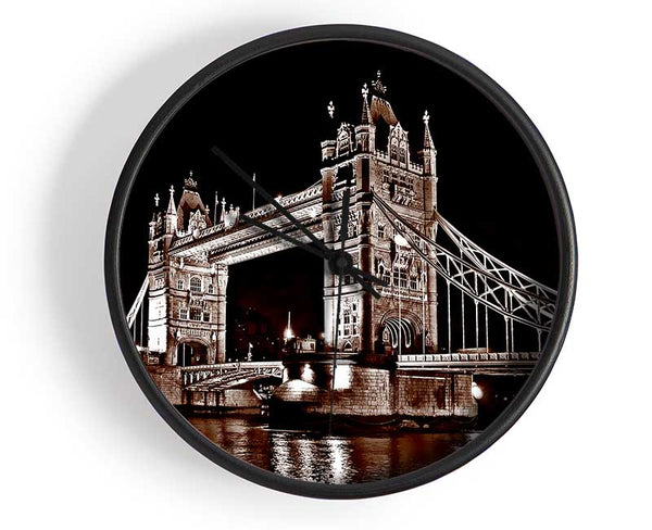 London Tower Bridge Retro Sepia Clock - Wallart-Direct UK