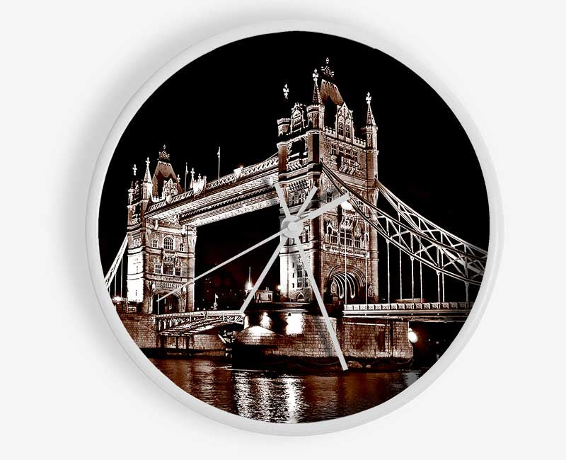 London Tower Bridge Retro Sepia Clock - Wallart-Direct UK