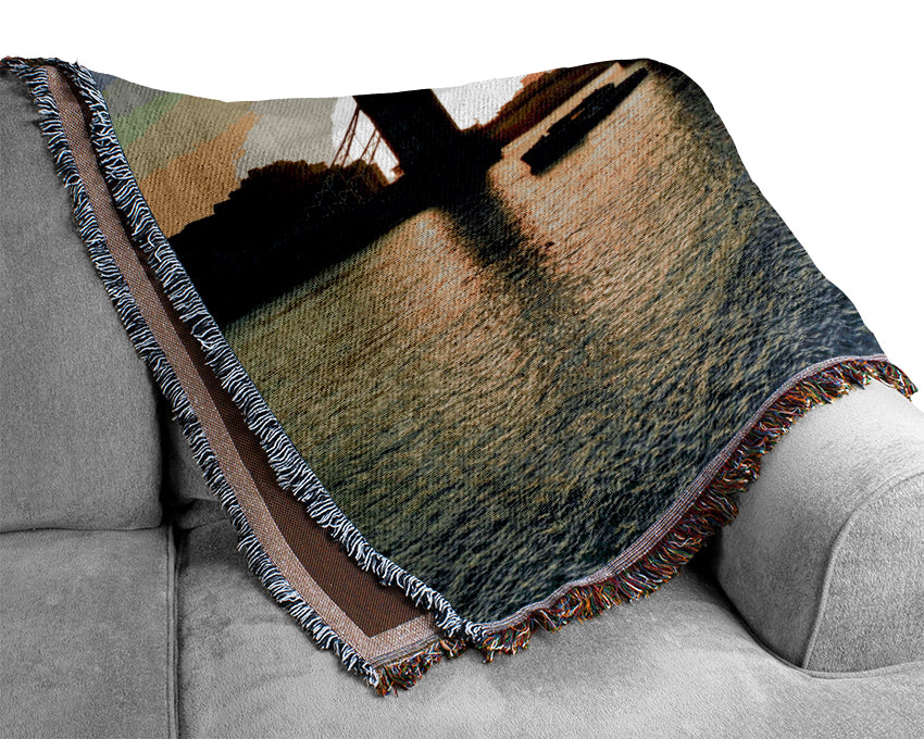 London Tower Bridge Sunset Woven Blanket