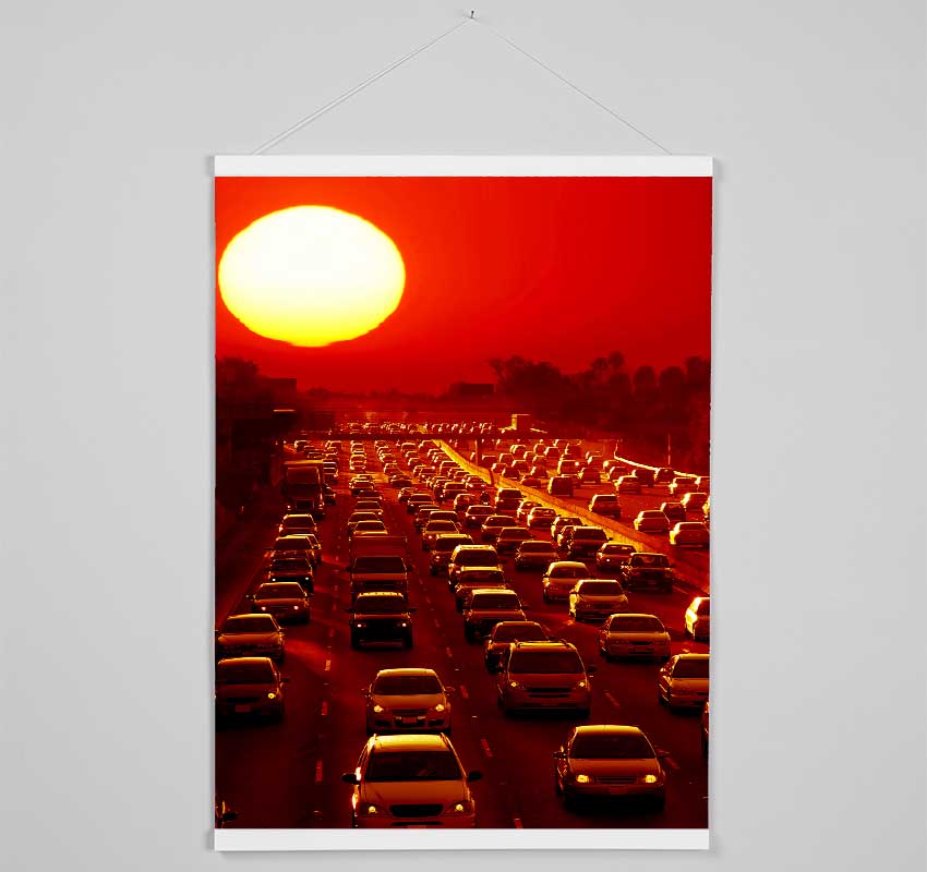 Los Angeles Highway Sun Blaze Hanging Poster - Wallart-Direct UK