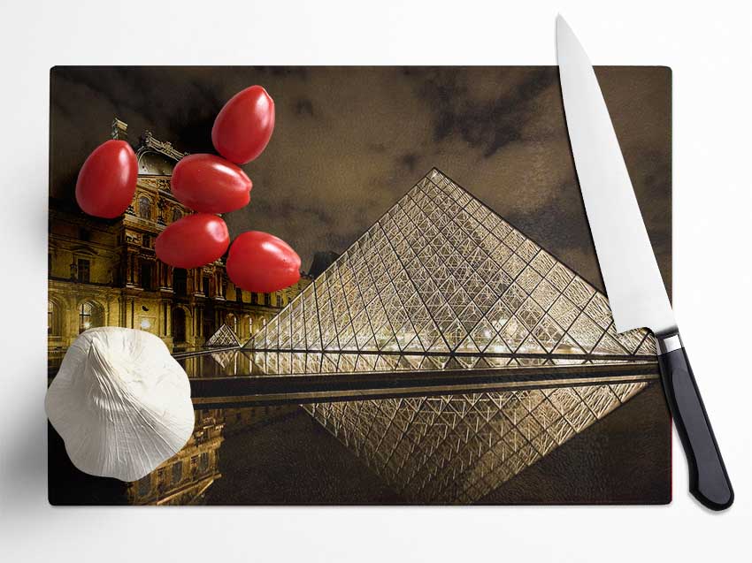 Louvre Museum Paris France Glass Chopping Board