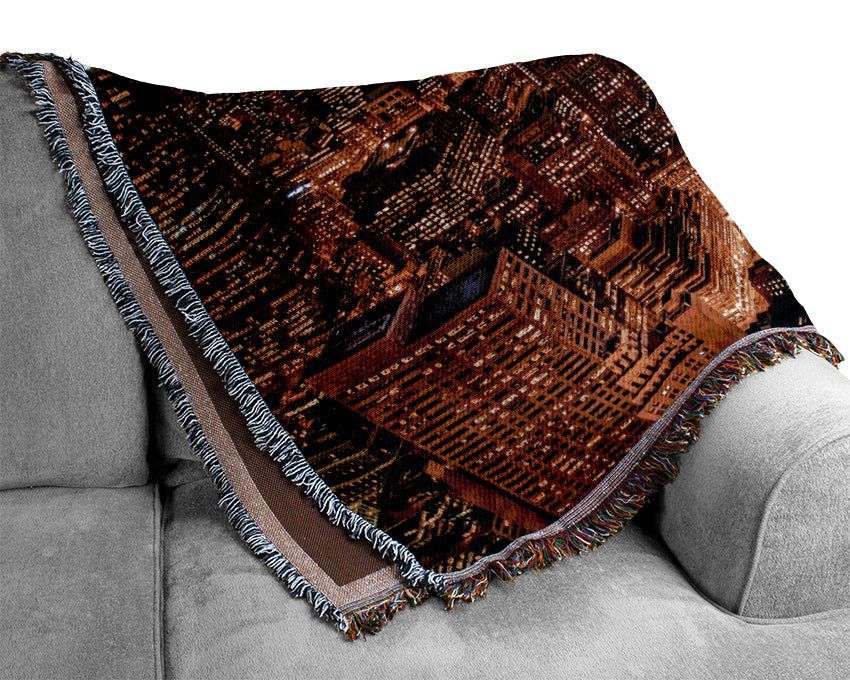 Manhattan Night Life Glow Woven Blanket