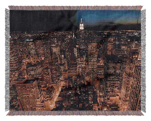 Manhattan Night Life Glow Woven Blanket