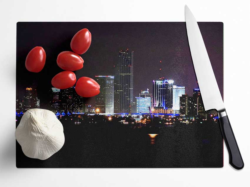 Miami City Lights Glass Chopping Board