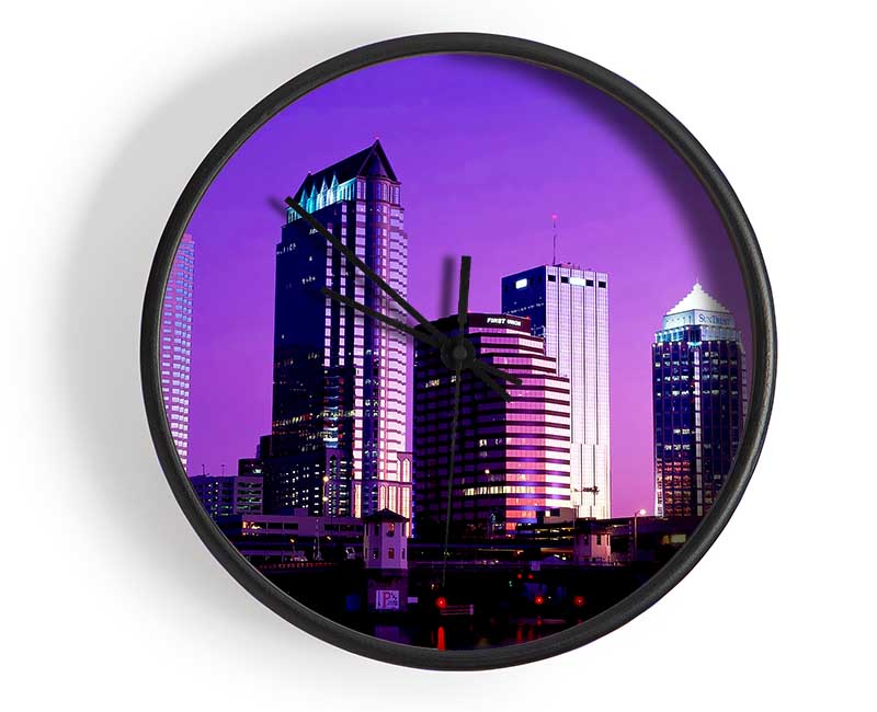 Miami Purple Nights Clock - Wallart-Direct UK