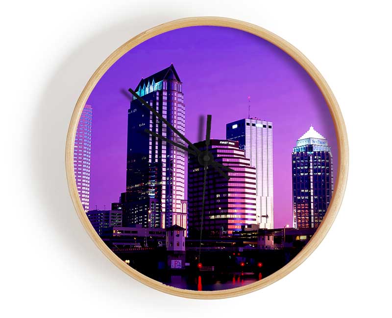 Miami Purple Nights Clock - Wallart-Direct UK