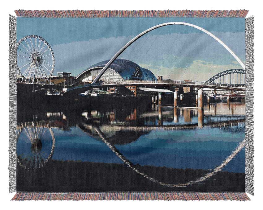 Millennium Bridge Newcastle England Woven Blanket