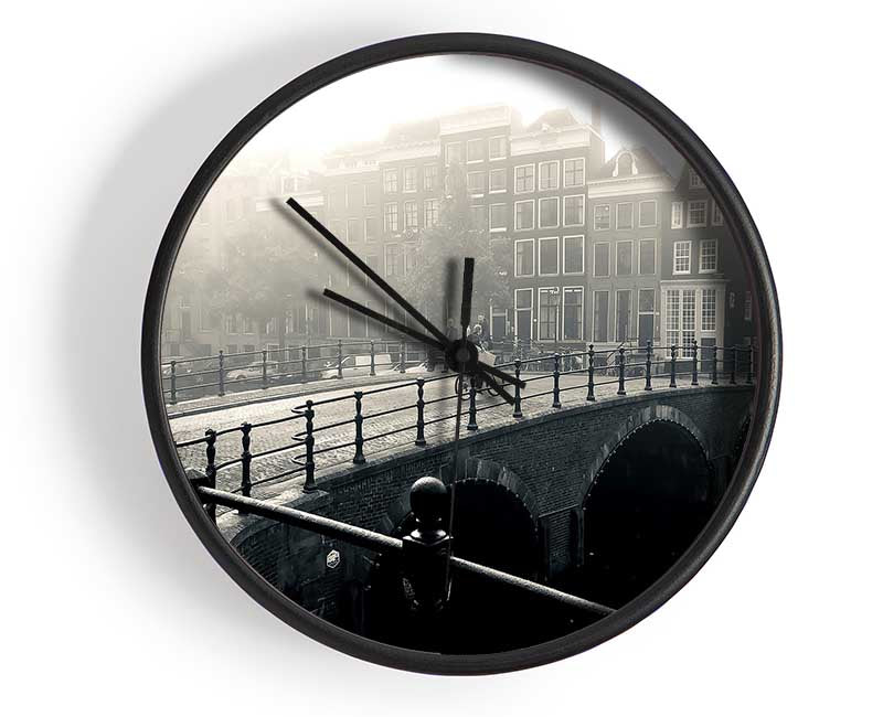 Misty Amsterdam Clock - Wallart-Direct UK