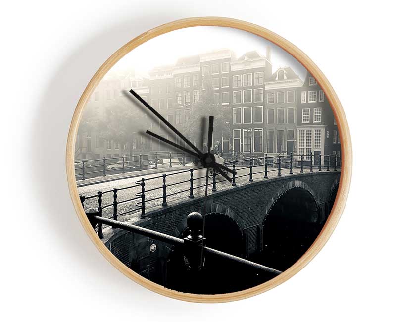 Misty Amsterdam Clock - Wallart-Direct UK