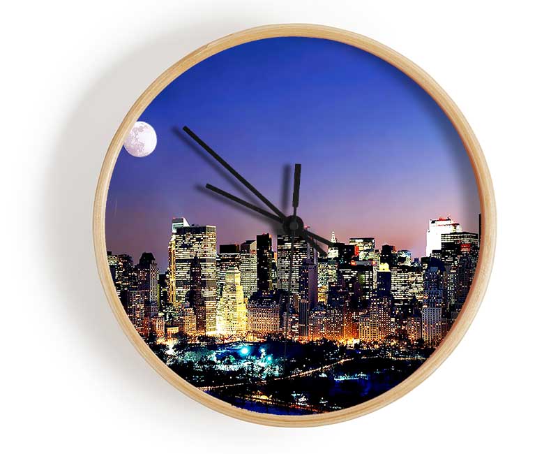 Moon Over Manhattan Clock - Wallart-Direct UK