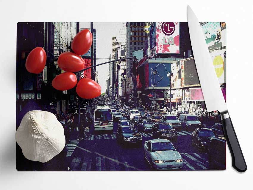 New York Roads Glass Chopping Board