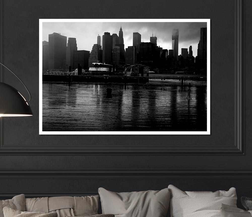 Hudson River New York B N W Print Poster Wall Art