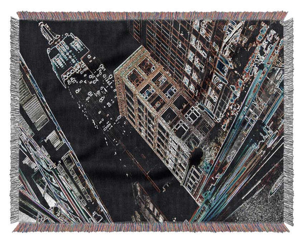 New York 5Th Ave Empire State Woven Blanket