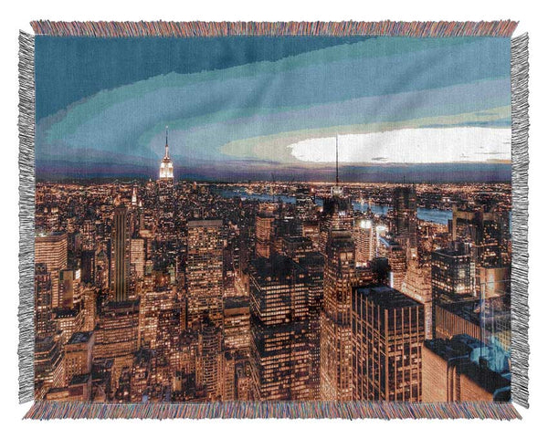 New York At Dusk Woven Blanket