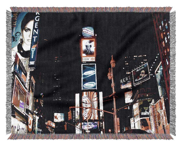 New York Broadway Night Lights Woven Blanket