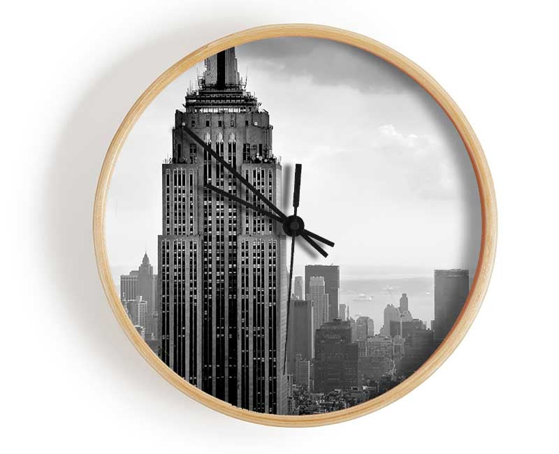 New York City Empire State B n W Skies Clock - Wallart-Direct UK