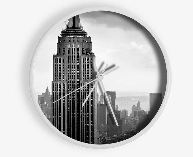 New York City Empire State B n W Skies Clock - Wallart-Direct UK