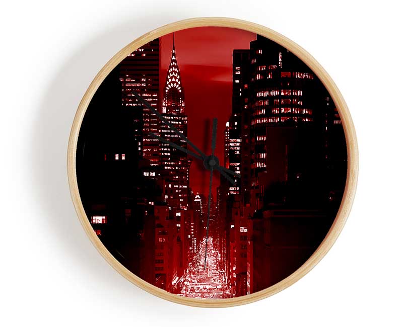 New York City 5Th Avenue Rush Hour Red Clock - Wallart-Direct UK