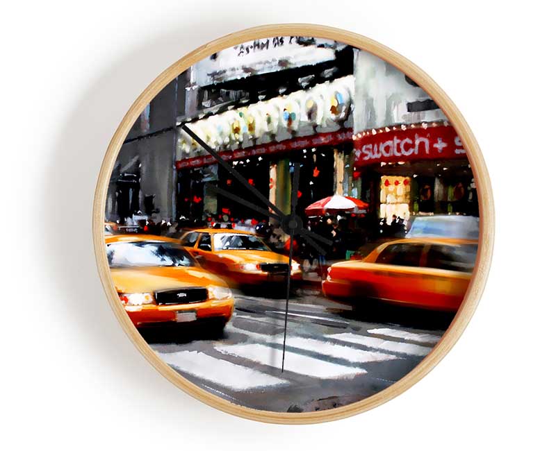 New York City 5Th Avenue Yellow Cabs Clock - Wallart-Direct UK