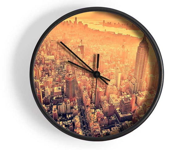 New York City Aerial View Retro Clock - Wallart-Direct UK