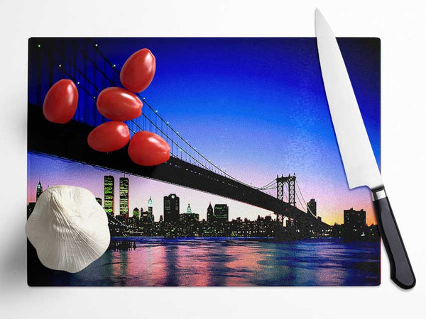 New York City Afar Blue Glass Chopping Board