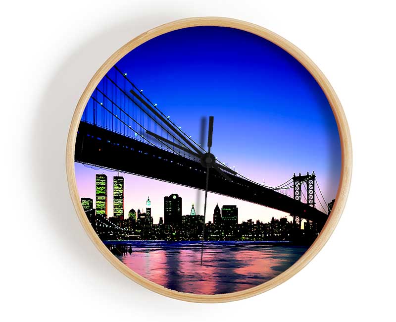 New York City Afar Blue Clock - Wallart-Direct UK