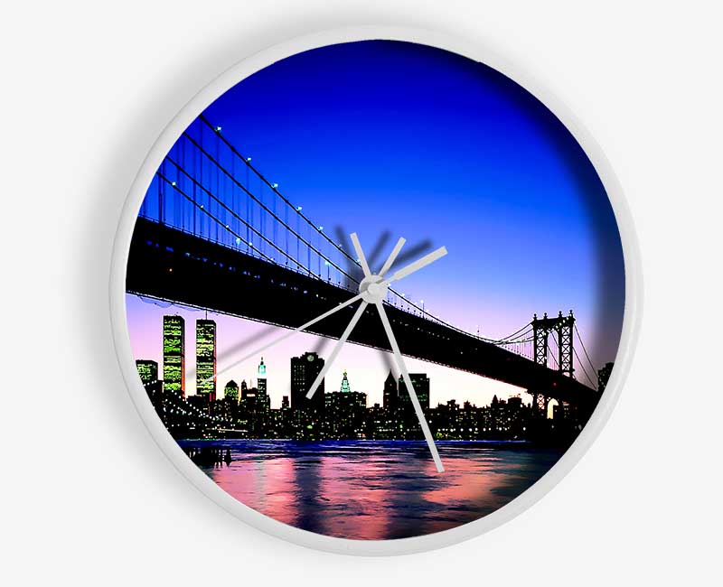 New York City Afar Blue Clock - Wallart-Direct UK