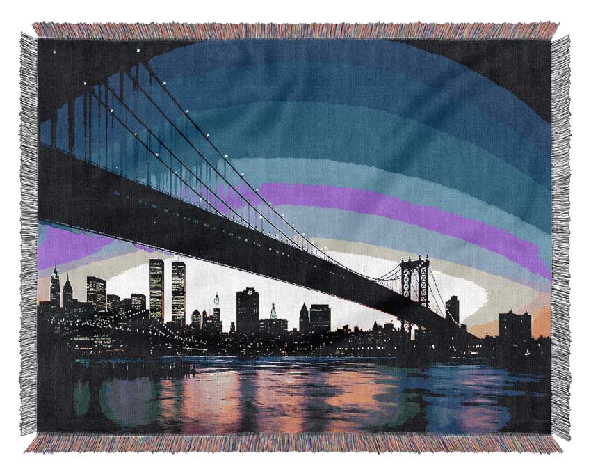 New York City Afar Blue Woven Blanket