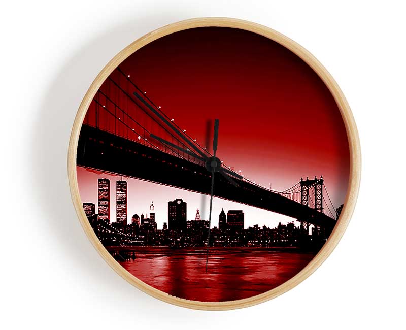 New York City Afar Red Clock - Wallart-Direct UK