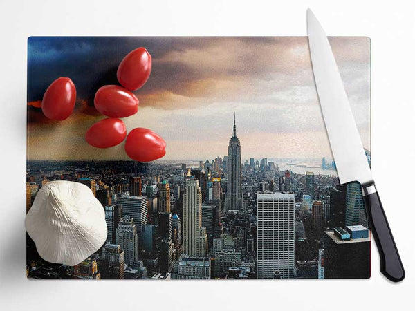 New York City As The Sun Comes Up Glass Chopping Board