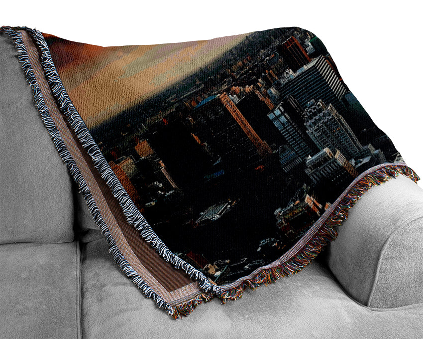 New York City As The Sun Comes Up Woven Blanket