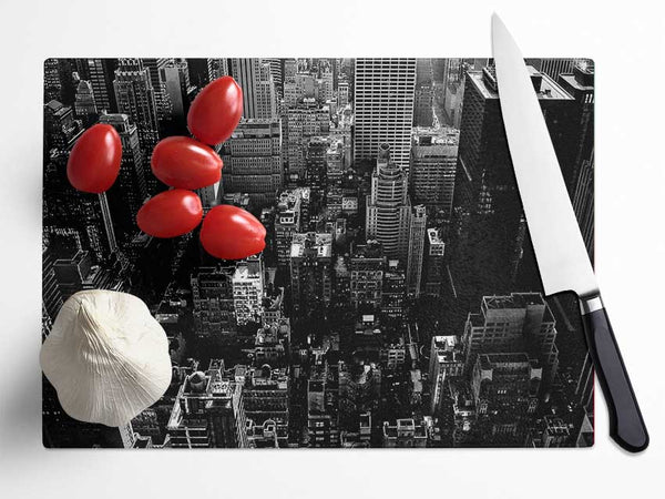 New York City Black And White Glass Chopping Board