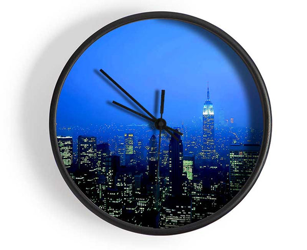 New York City Blue Mist At Night Clock - Wallart-Direct UK