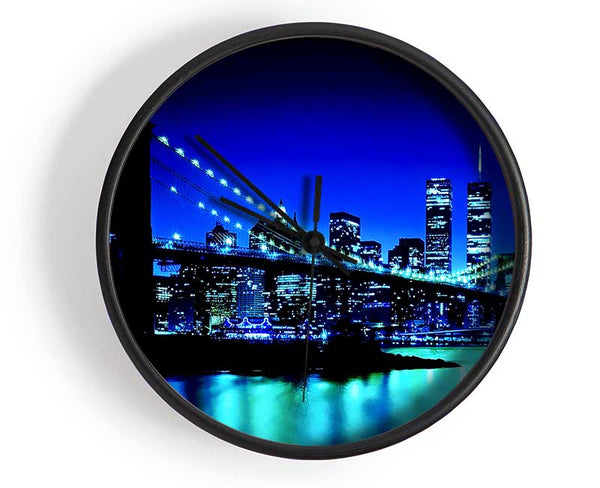 New York City Blue Nights Clock - Wallart-Direct UK