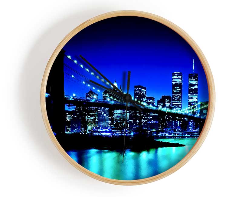 New York City Blue Nights Clock - Wallart-Direct UK