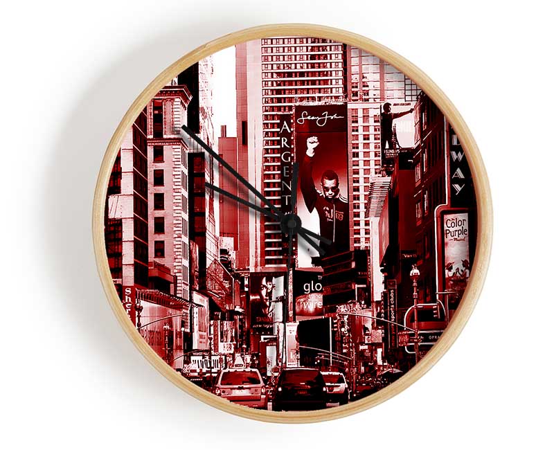 New York City Broadway Red Clock - Wallart-Direct UK