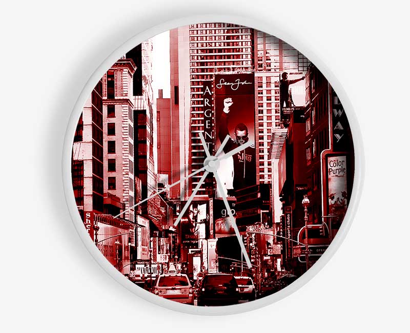 New York City Broadway Red Clock - Wallart-Direct UK