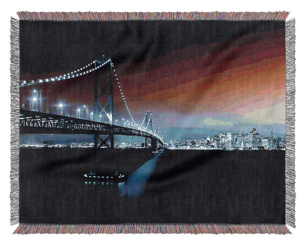 New York City Brooklyn Bridge City Skyline Woven Blanket