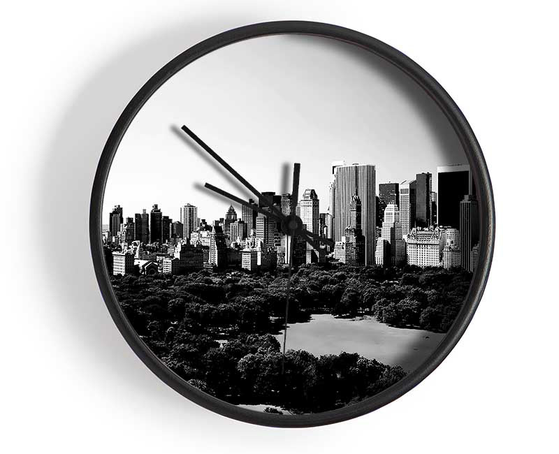 New York City Central Park From Above B n W Clock - Wallart-Direct UK