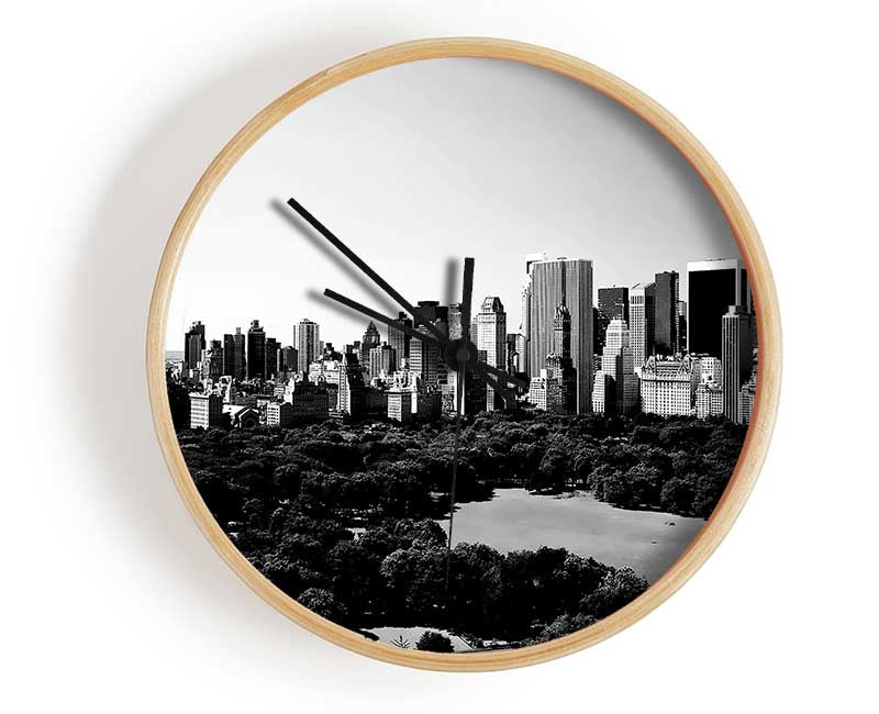 New York City Central Park From Above B n W Clock - Wallart-Direct UK